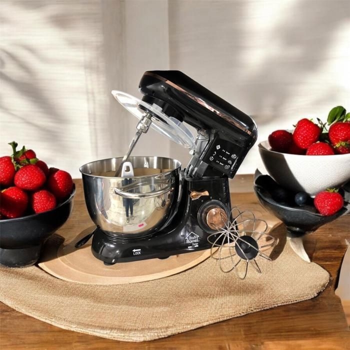 Robot Pétrin avec 6 vitesses + Bol 5L en INOX Stainless NOIR détail noir et bronze
