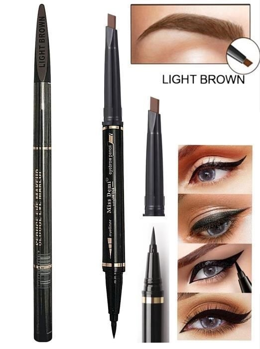 Stylo Eyeliner feutre Noir et Crayon à Sourcils Marron Claire  triangulaire.
