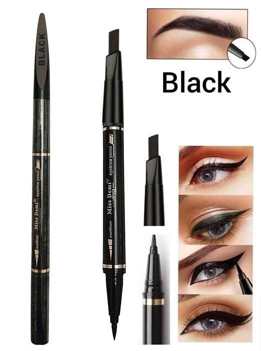 Stylo Eyeliner feutre Noir et Crayon à Sourcils Noir pointe triangulaire.