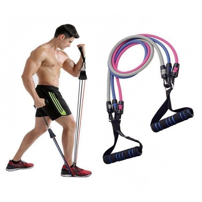 Kit bandes de résistance - Liveup Sports - TPR - Réglable - Multicolore - Poignées en mousse