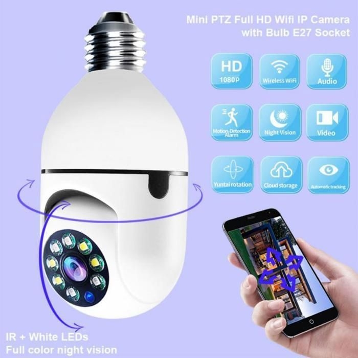 Caméra de Surveillance - Non spécifié - 2MP - Vision nocturne 10M - Audio bidirectionnel - Pan 355°